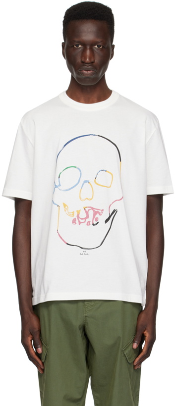 Photo: PS by Paul Smith White Linear Skull T-Shirt