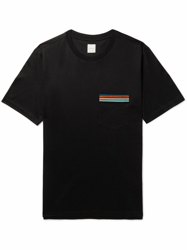 Photo: Paul Smith - Striped Cotton-Jersey T-Shirt - Black