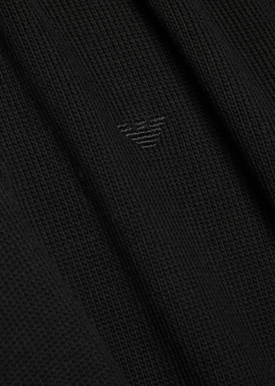 Emporio Armani Logo-embroidered Cotton-knit Jumper Black