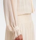 Xu Zhi Shirred tie-neck maxi dress