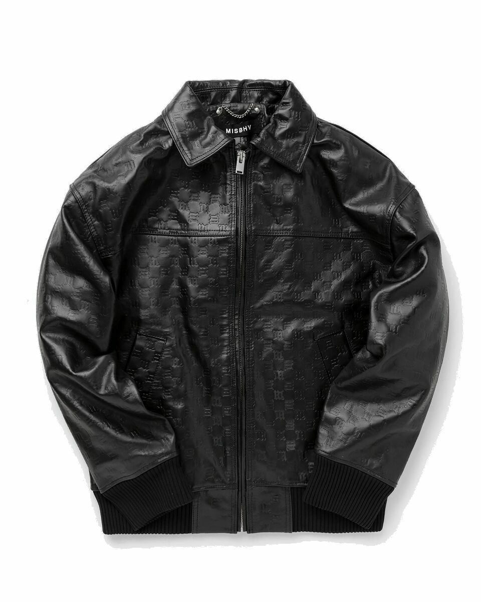 Photo: Misbhv Monogram Embossed Bandit Leather Jacket Black - Mens - Bomber Jackets