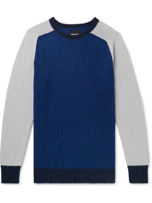 Photo: Howlin' - Colour-Block Wool and Cotton-Blend Sweater - Blue