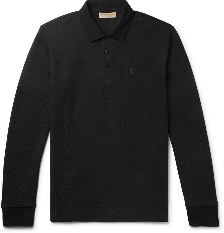 Photo: Burberry - Embroidered Cotton-Piqué Polo Shirt - Men - Black