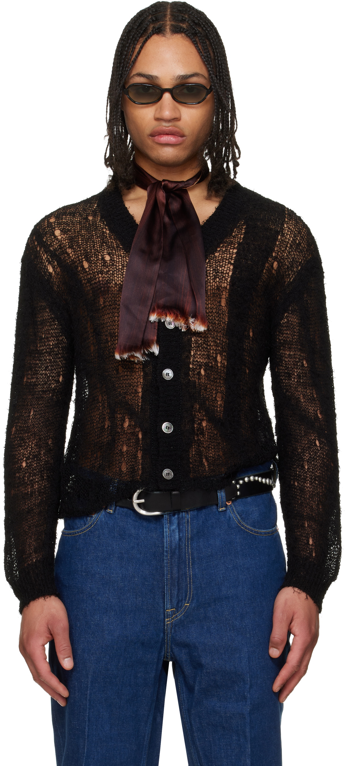 Our Legacy Men's Cardigan in Mole Grey Mohair Our Legacy