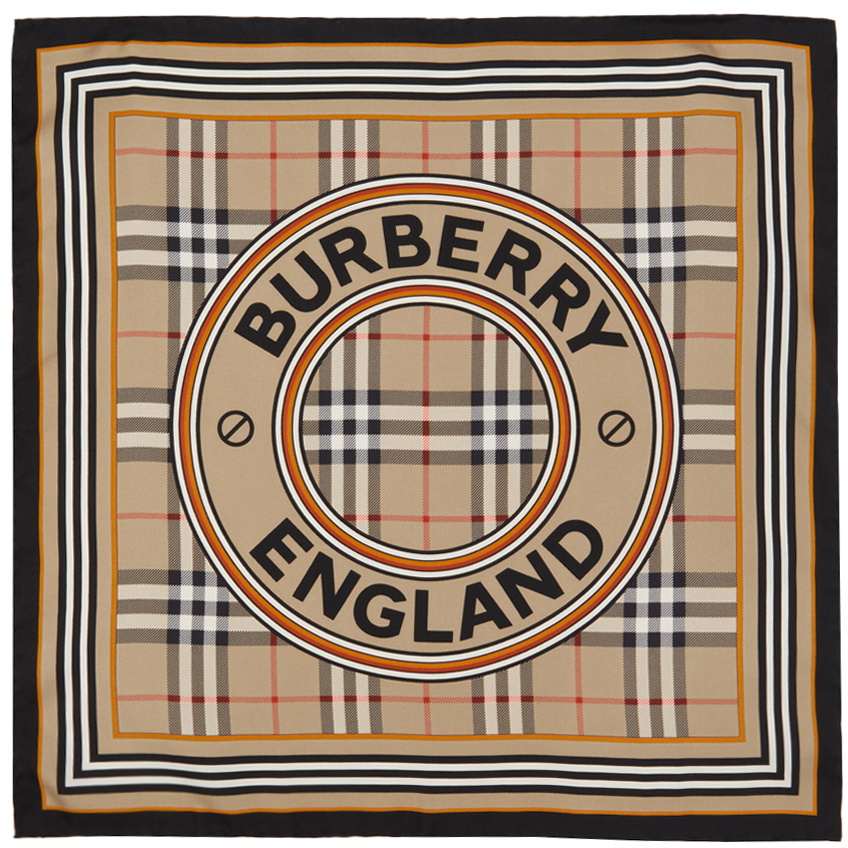 Burberry Beige Silk Small Montage Print Square Scarf