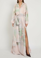 Bernadette Beatrice Printed Stretch-cotton Maxi Shirt Dress Pink