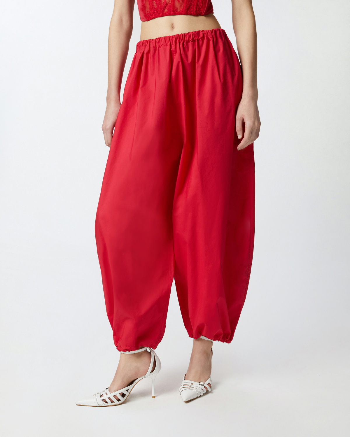 Pinko Lightweight Balloon Trousers With Drawstring Salsa Red