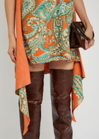 Etro Asymmetric Crepe Mini Dress Multi Print