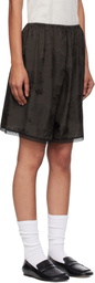 Cordera Brown Jacquard Lace Shorts