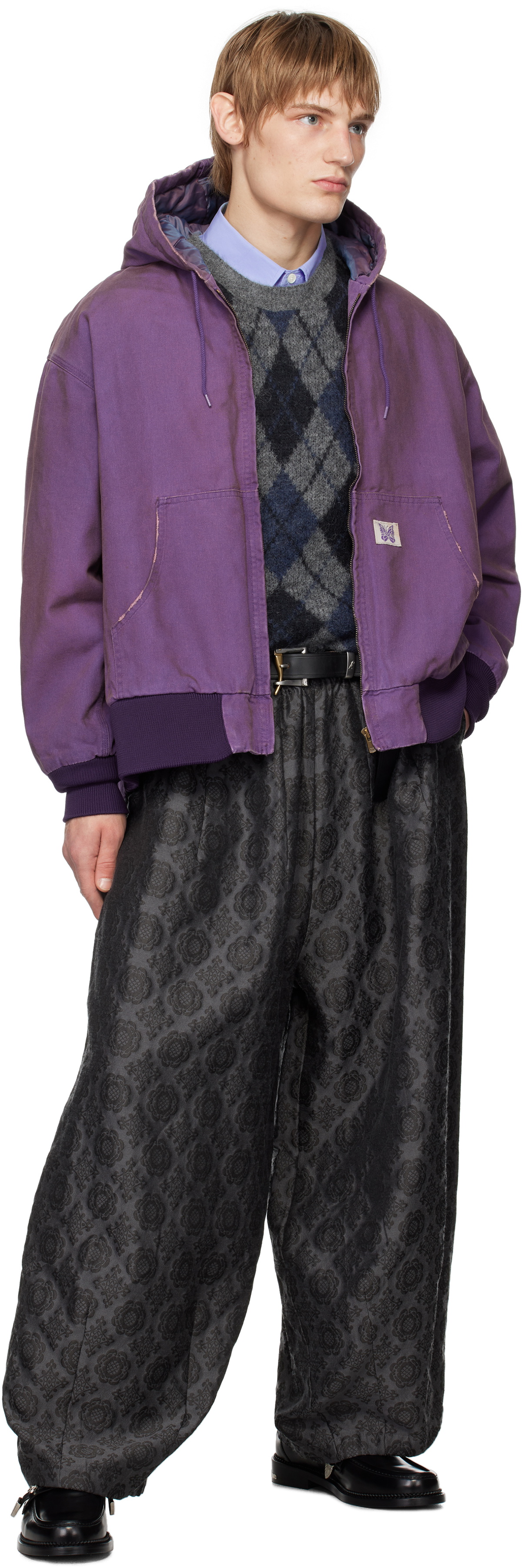 NEEDLES Purple Zipped Work Hoodie Needles