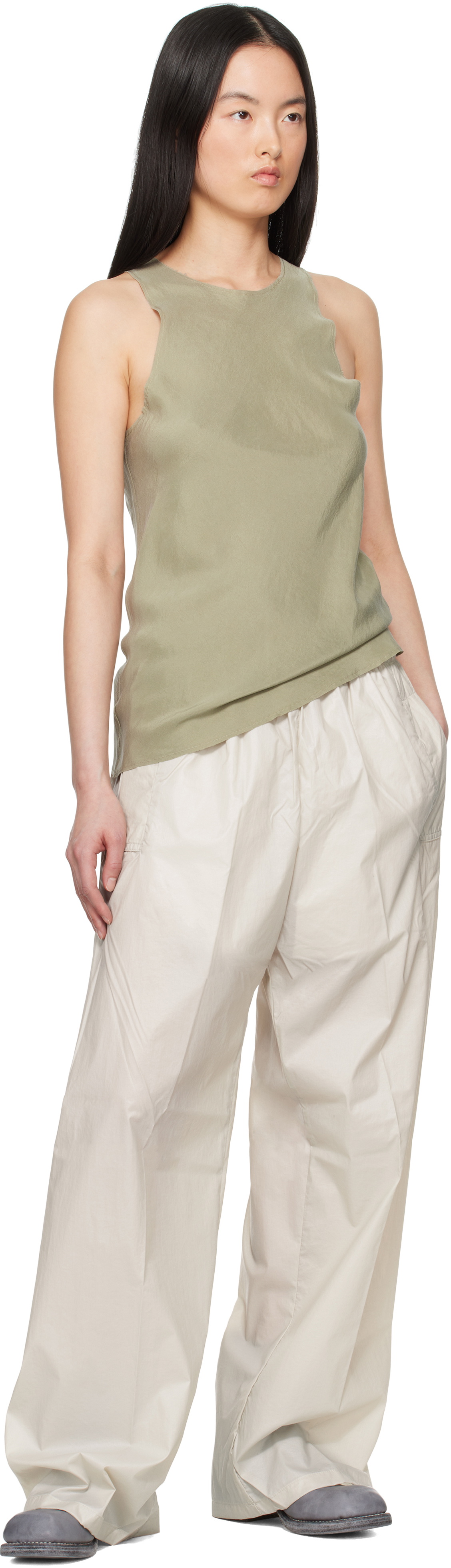 Gabriela Coll Garments Khaki No.73 Silk Pongee Tank Top