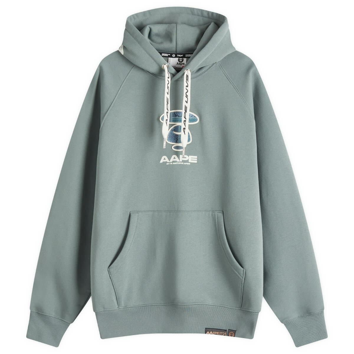 Men's AAPE Croc Chest Badge Hoody in Green (Beige)