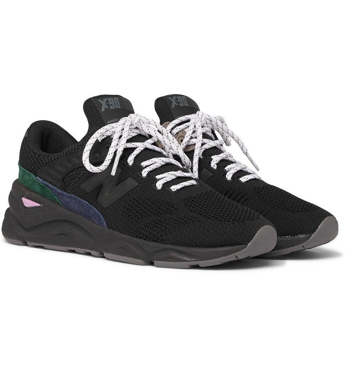 Photo: New Balance - X90 Suede-Trimmed Mesh Sneakers - Men - Black