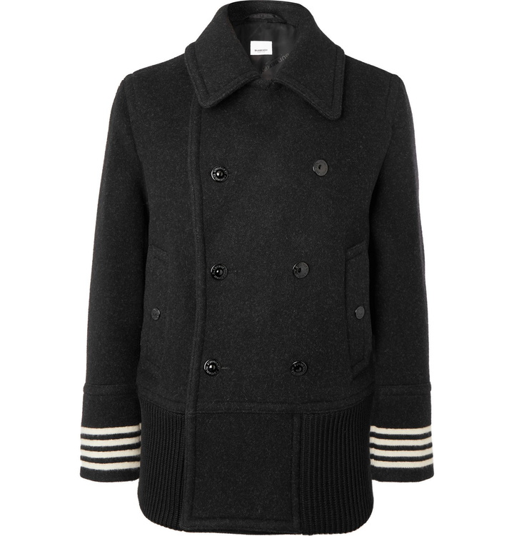 Photo: Burberry - Striped Wool Peacoat - Black