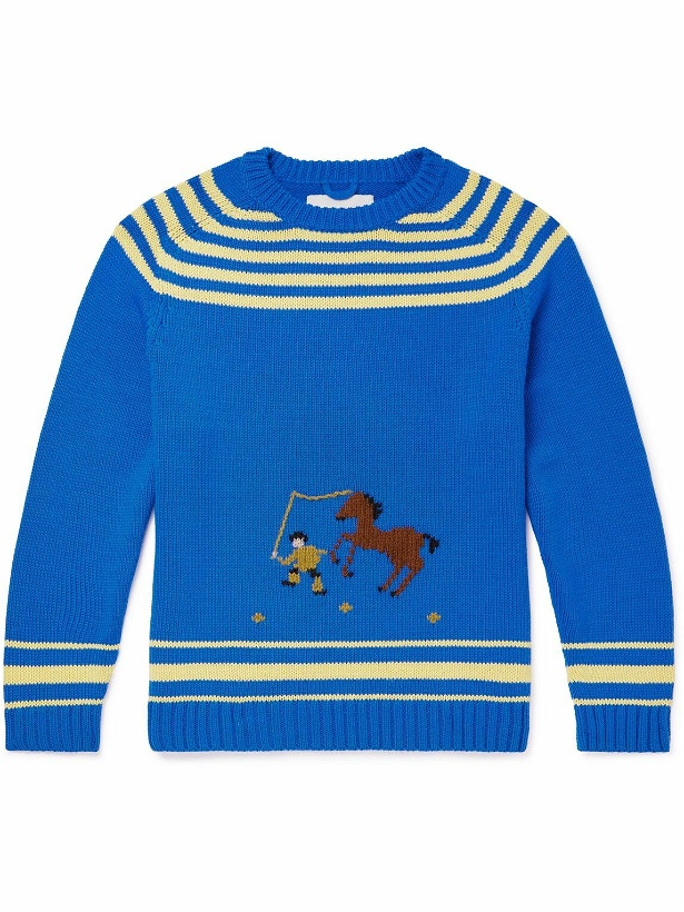 Photo: BODE - Pony Embroidered Wool Sweater - Blue