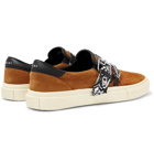 AMIRI - Embellished Leather-Trimmed Suede Slip-On Sneakers - Brown