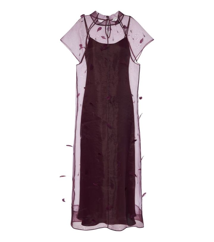 Photo: Simkhai Pauline feather-trimmed organza midi dress