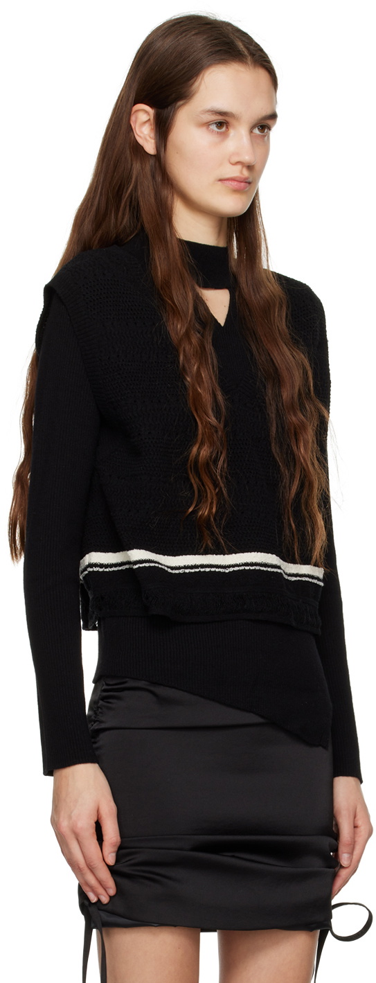 J KOO Black V-Neck Sweater