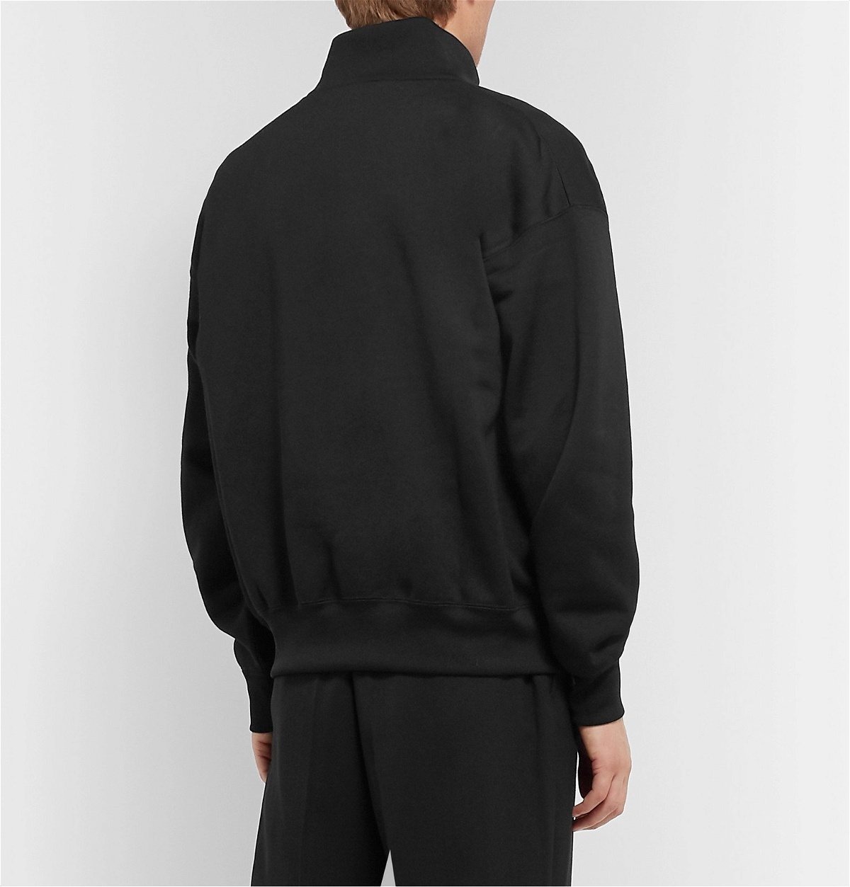 Auralee - Fleece-Back Cotton-Blend Jersey Half-Zip Sweater - Black