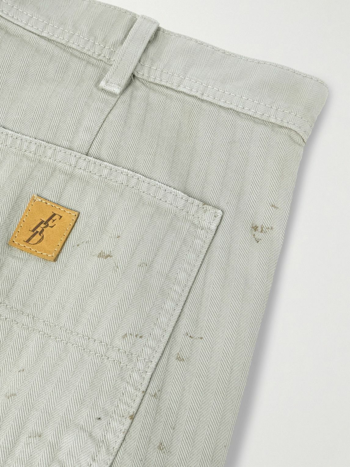 Enfants Riches Déprimés - Straight-Leg Distressed Paint-Splattered Cotton-Herringbone Shorts - Gray
