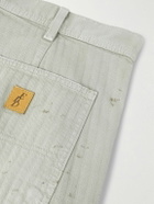 Enfants Riches Déprimés - Straight-Leg Distressed Paint-Splattered Cotton-Herringbone Shorts - Gray