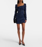 Alessandra Rich Bow-detail polka-dot draped minidress