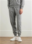 Brunello Cucinelli - Tapered Pinstriped Cashmere and Cotton-Blend Sweatpants - Gray