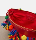 Dolce&Gabbana Fringed woven leather-trimmed pouch