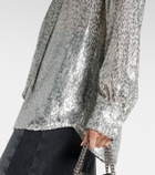 Stella McCartney Leopard-print scarf-detail lamé shirt