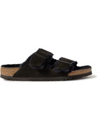 Birkenstock - Arizona Shearling-Lined Suede Sandals - Black