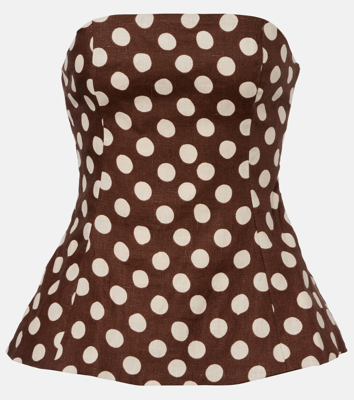 Faithfull Petro polka-dot strapless linen top