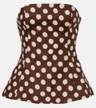 Faithfull Petro polka-dot strapless linen top