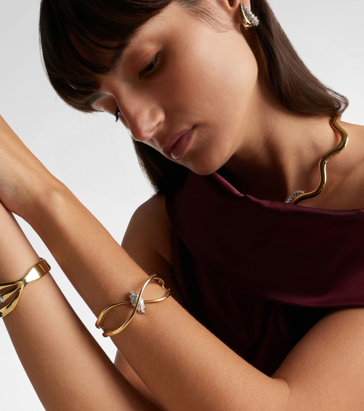 Yeprem Golden Strada 18kt white and yellow gold bangle with diamonds