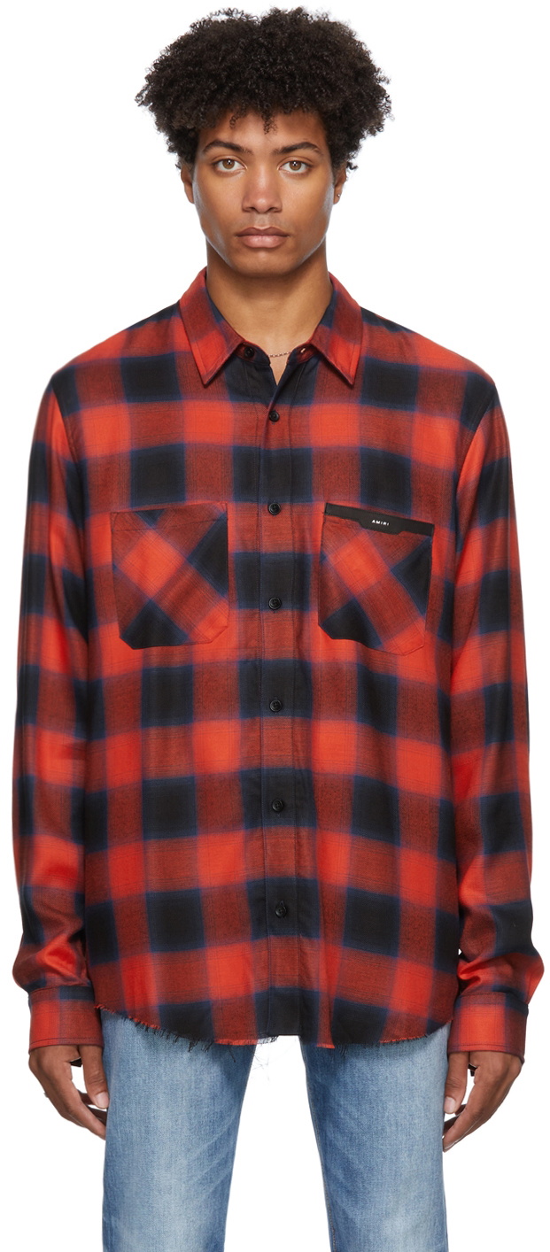 AMIRI Plaid Logo Appliqué Shirt