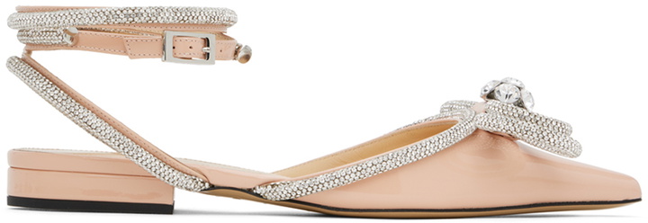 Photo: MACH & MACH Beige Double Bow Ballerina Flats