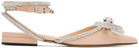 MACH & MACH Beige Double Bow Ballerina Flats