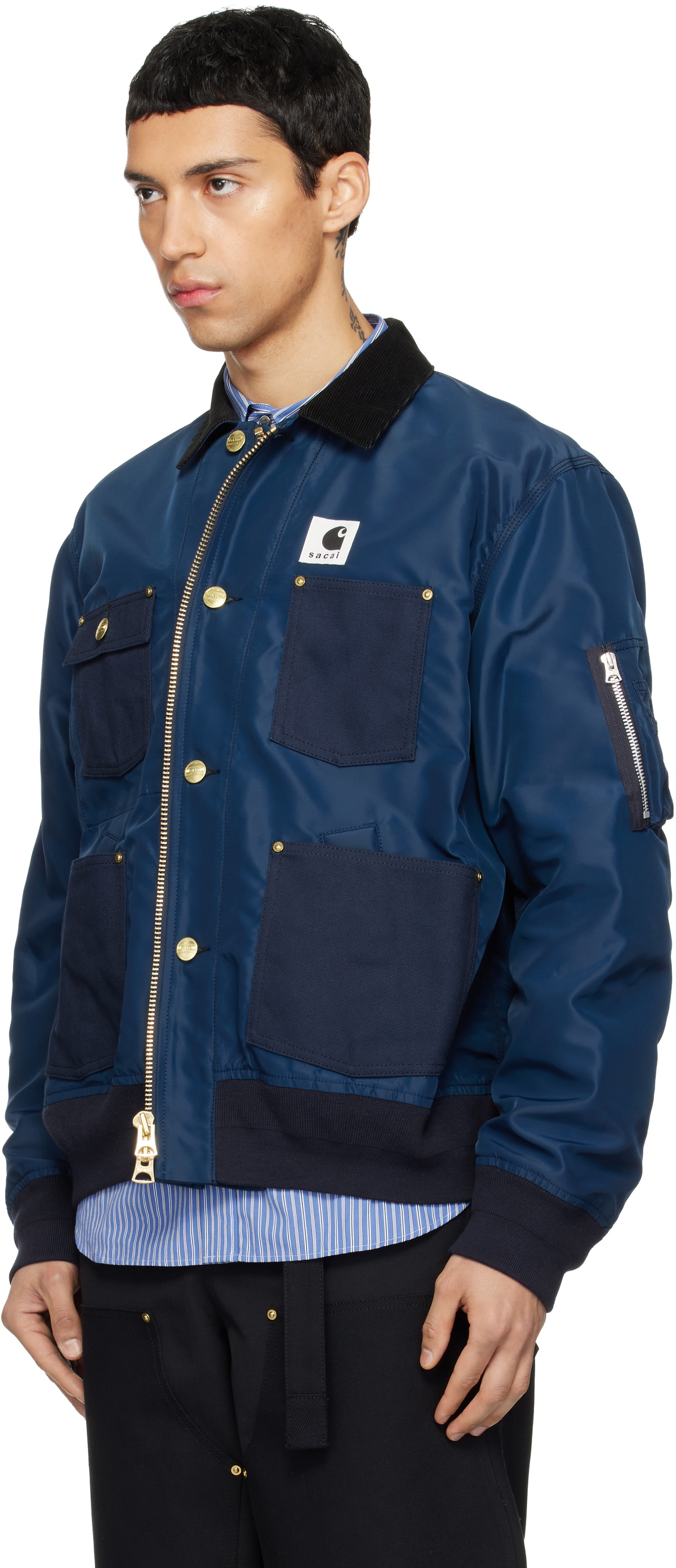 sacai Navy Carhartt WIP Edition Nylon Twill & Duck Jacket Sacai