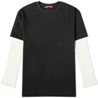 Members of the Rage Men's Long Sleeve Waffle Double T-Shirt in Black/White