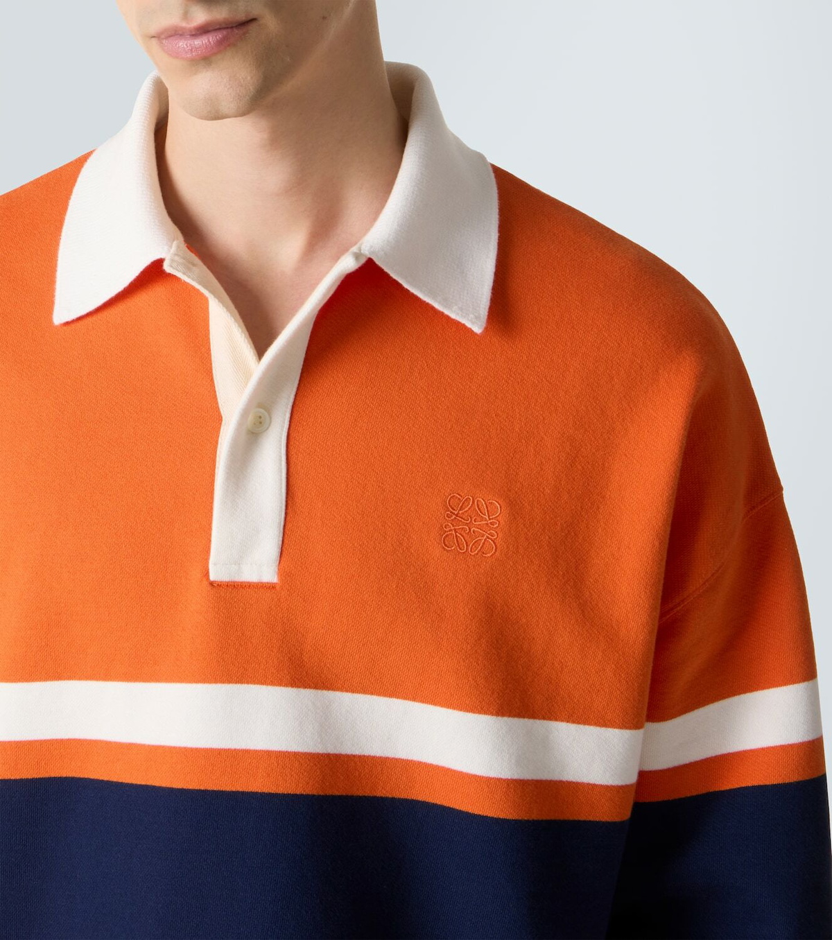 Loewe Striped cotton fleece polo sweater