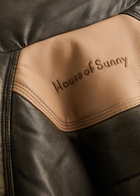 House OF Sunny Logo-embroidered Quilted Faux Leather Jacket Chocolate