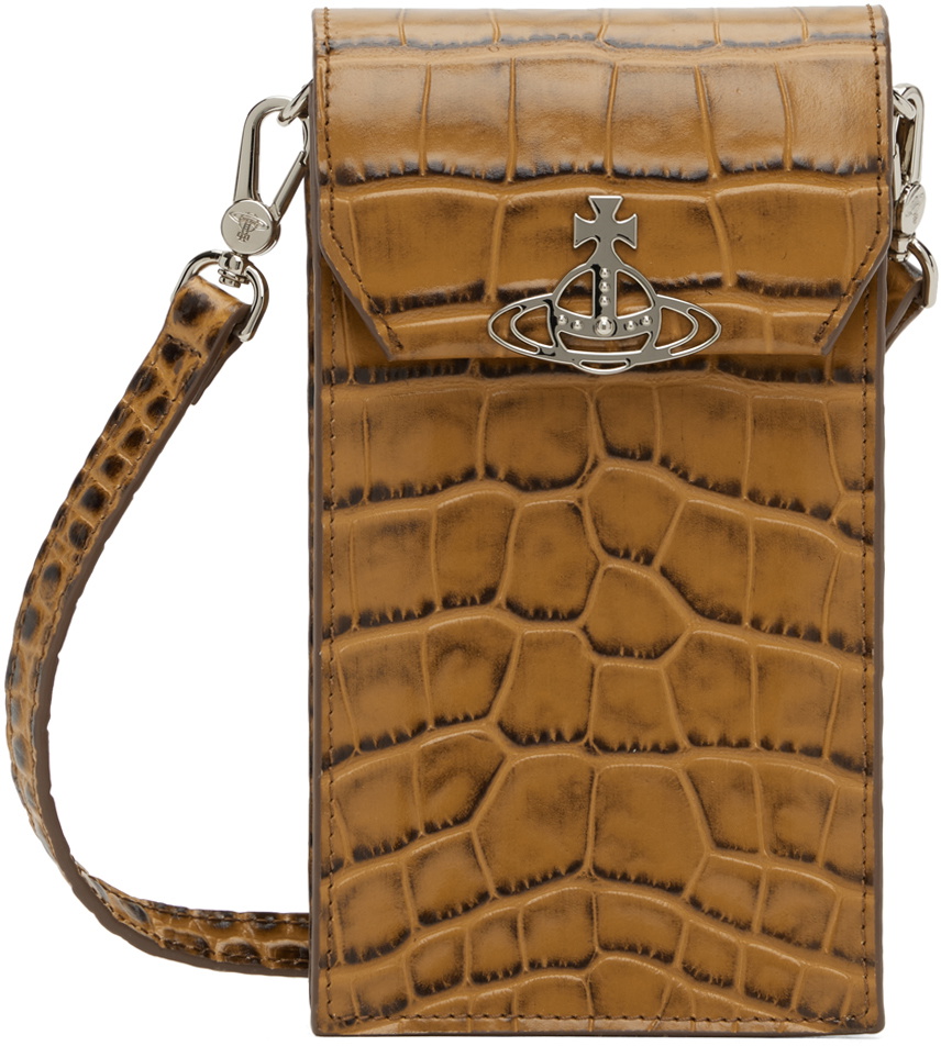 Vivienne Westwood Tan Crocodile Phone Pouch Vivienne Westwood