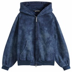 Palm Angels Men's Curved Logo Indigo Bomber Jacket in Indigo Blue