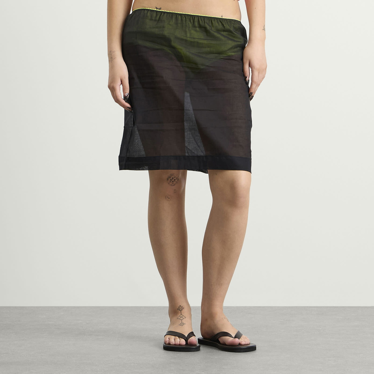 Fruity Booty Women's Neon Voile Skirt in Black/Yellow