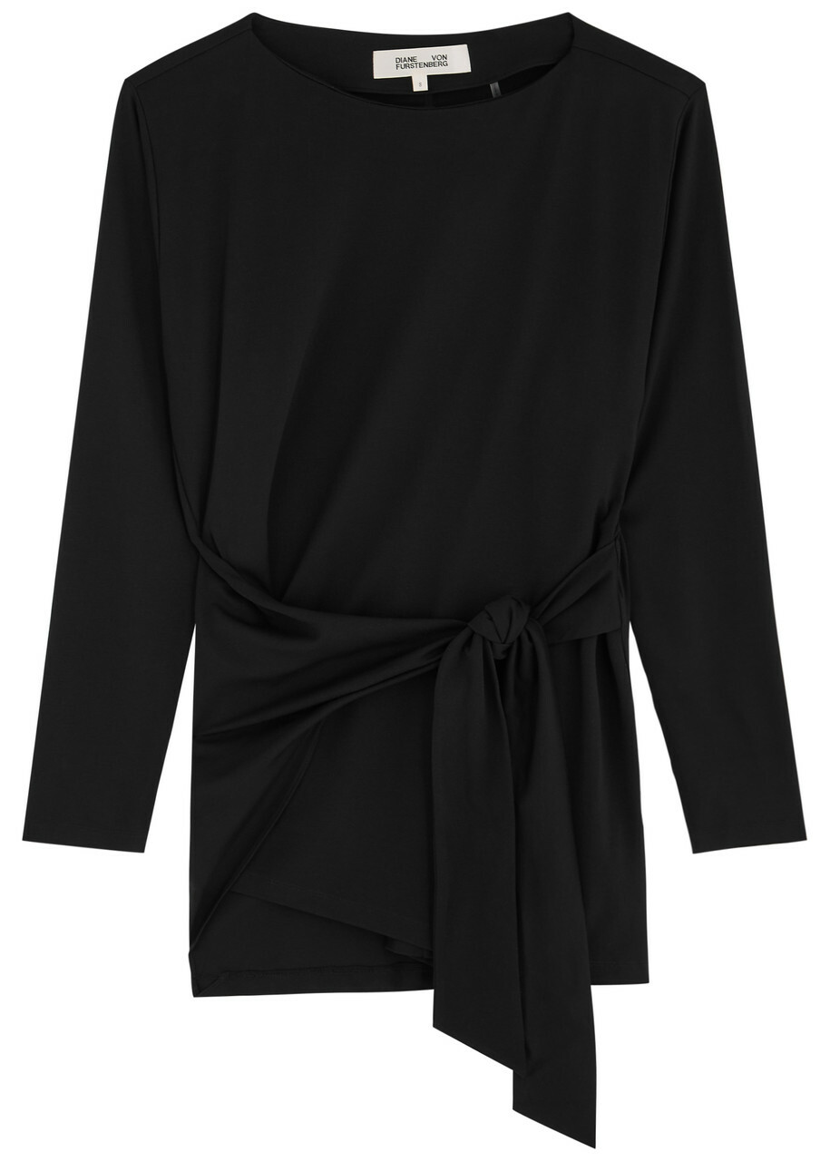 Diane Von Furstenberg Rosalind Wrap-effect Jersey top Black