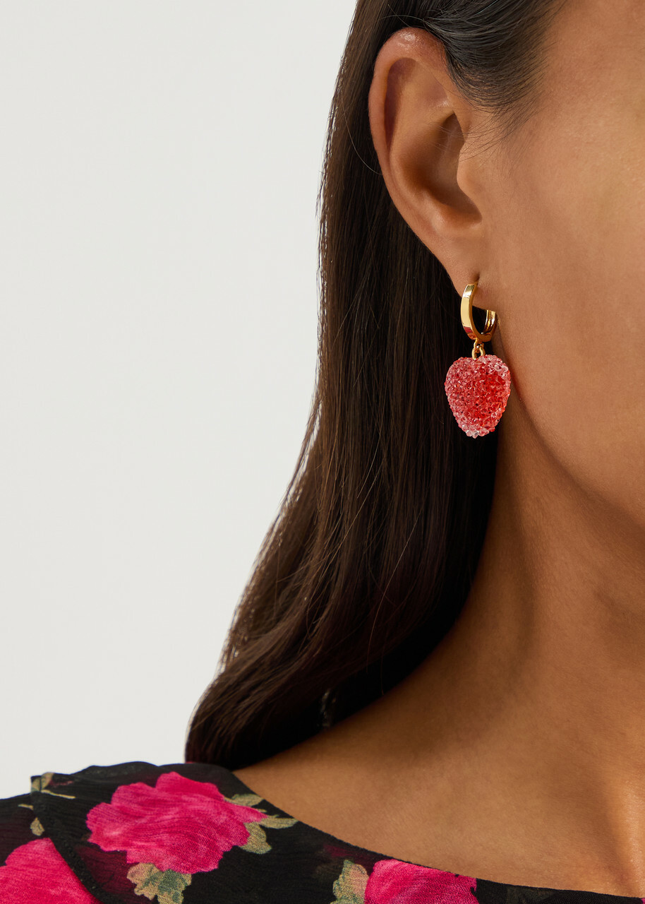 Crystal Haze Jelly Heart 18kt Gold-plated Hoop Earrings - Red - One Size