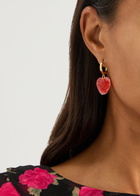 Crystal Haze Jelly Heart 18kt Gold-plated Hoop Earrings - Red - One Size