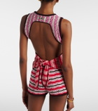The Attico Striped crochet cotton shorts