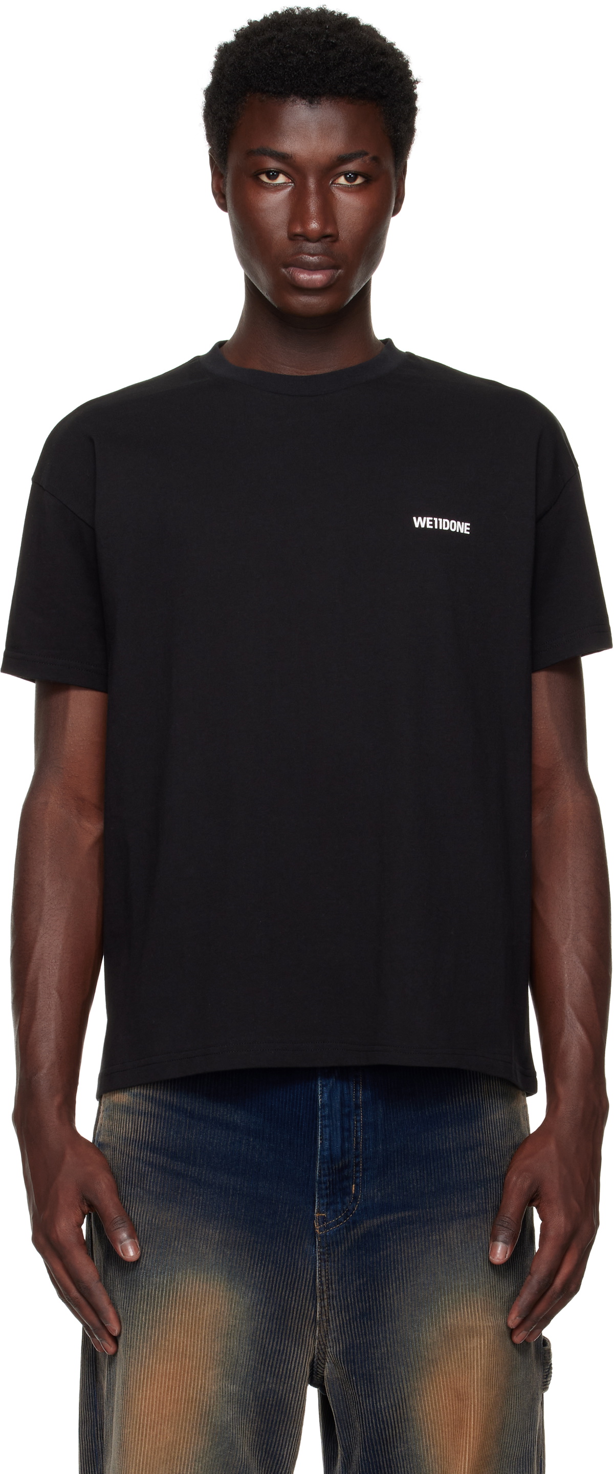 【関税込み】We11done ブラック Mini Logo Tシャツ We11done Black Cotton Mini Logo T-shirt We11done