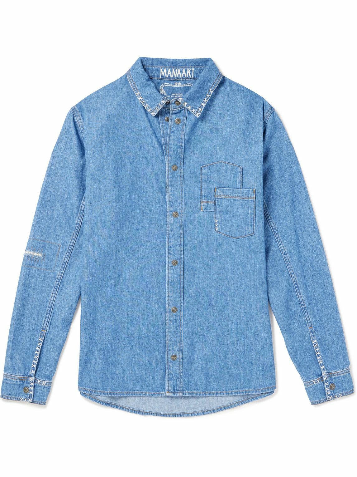 MANAAKI - Timi Embroidered Denim Shirt - Blue MANAAKI