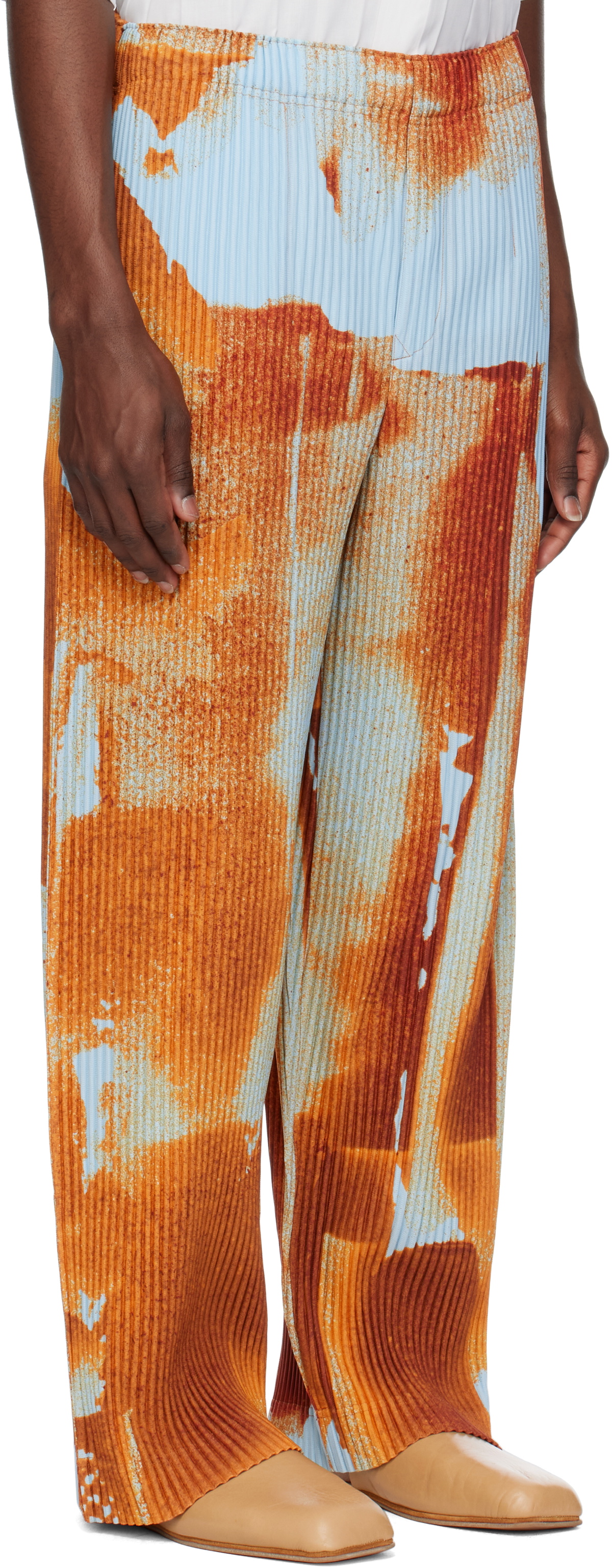 HOMME PLISSÉ ISSEY MIYAKE Orange & Blue Wind Walk Trousers Homme 